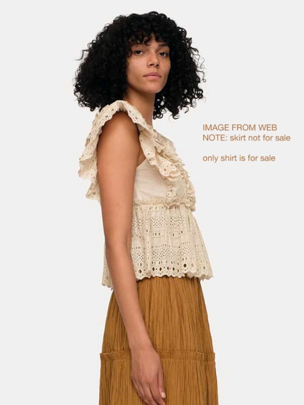 Sea New York Marley Pleated Flutter Sleeve Top in Cream/Natural Size Large - Picture 9 of 9